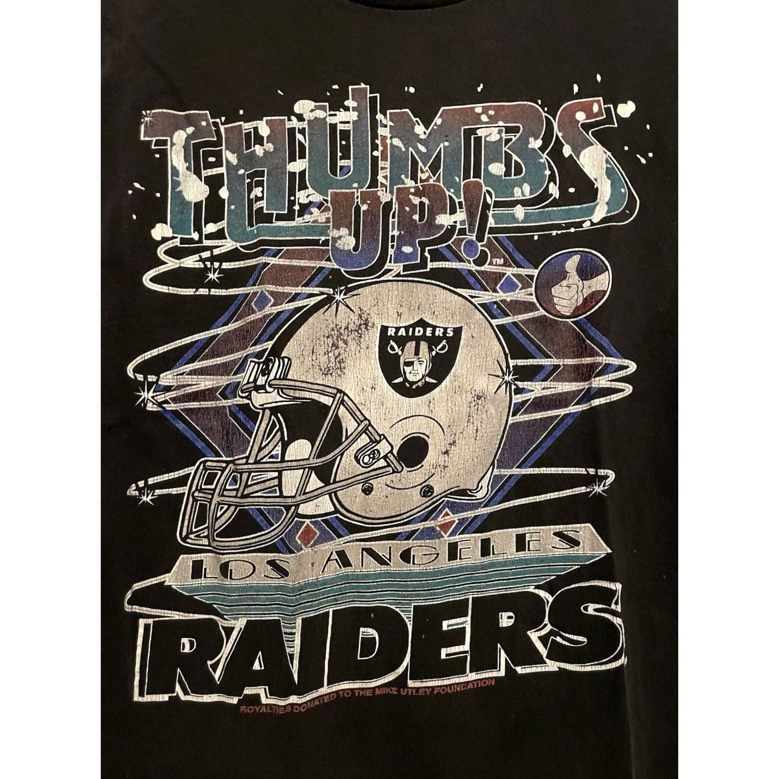 Vintage VINTAGE Los Angeles Raiders Shirt XL Men 90s Black Cotton Crew Neck Short Sleeve Thumbs Up Graphic Print Football Season 90s Sports Vintage C367 Size US XL / EU 56 / 4 - 2 Thumbnail