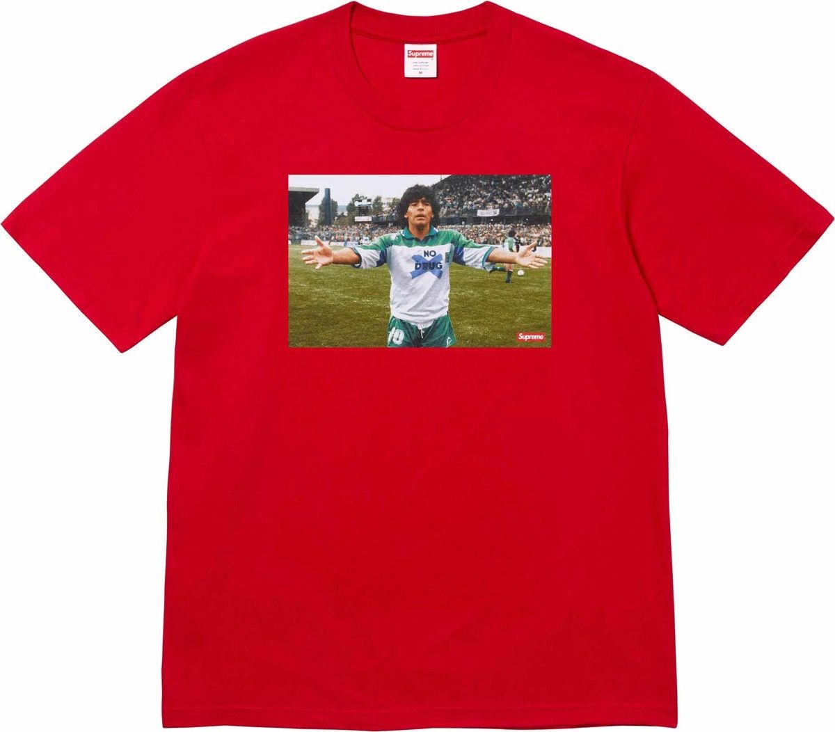 image of Diego Maradona x Supreme Maradona Tee in Red, Men's (Size Small)