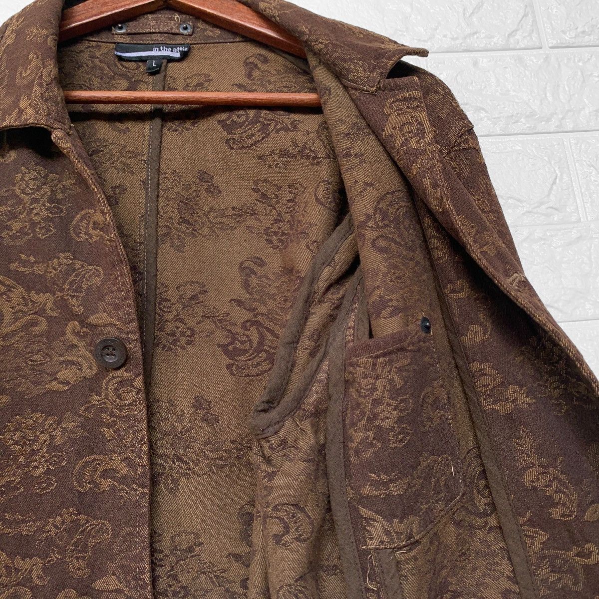 Japanese Brand IN THE ATTIC PAISLEY BROWN DENIM JACKET Size US M / EU 48-50 / 2 - 9 Thumbnail