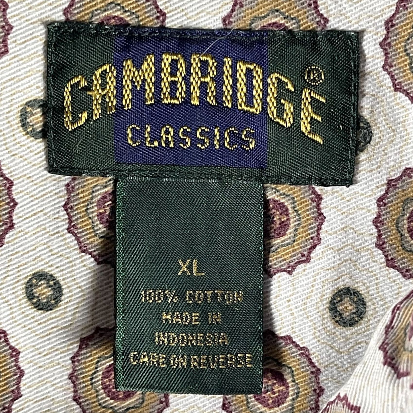 Vintage Cambridge Classics Shirt Mens XL Beige Brown Geometric Print Button Up Pocket Shirt Size US XL / EU 56 / 4 - 4 Thumbnail