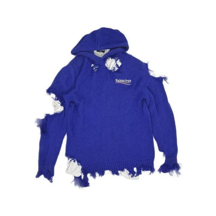 Balenciaga Balenciaga Balenciaga Classic Logo Hoodie Sweater Blue -25 Size US XS / EU 42 / 0 - 2 Thumbnail