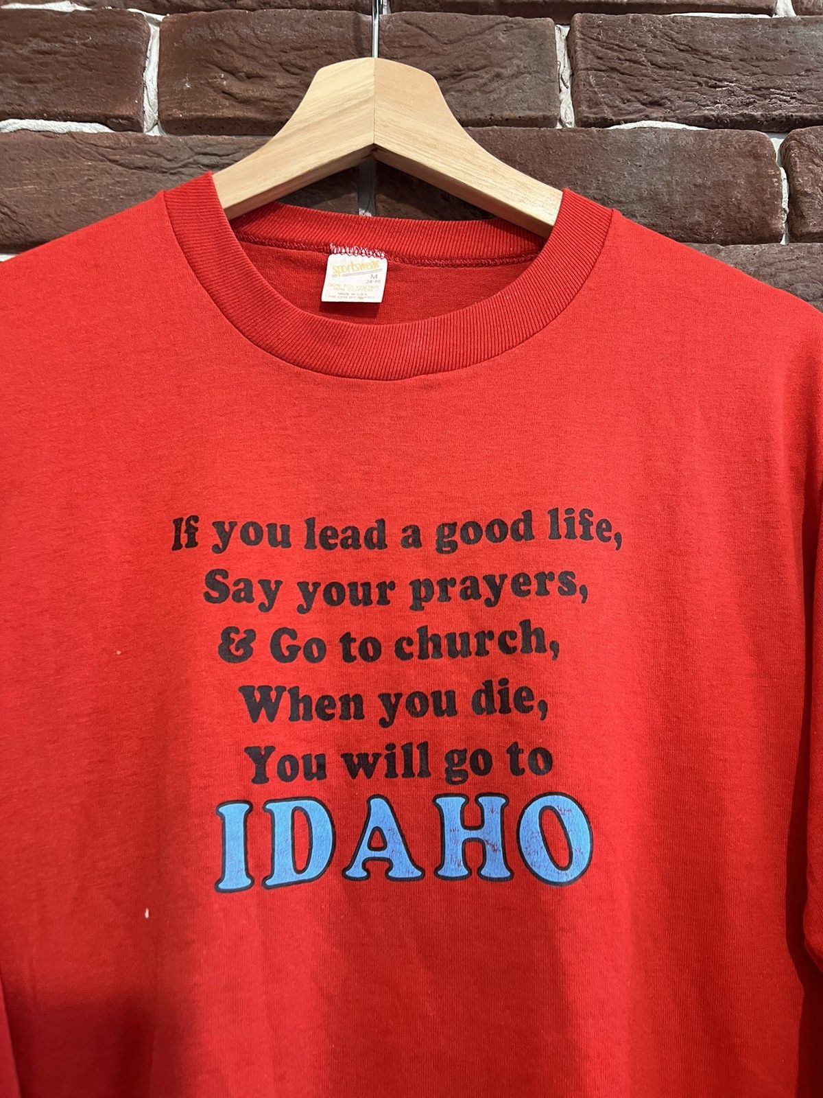 Vintage Vintage 80s Idaho State Funny Humor Logo Tshirt Red Medium Size US M / EU 48-50 / 2 - 2 Thumbnail