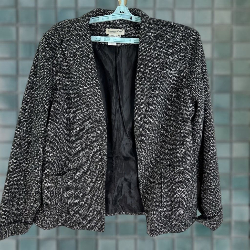 Coldwater Creek Coldwater Creek Wool Blend Tweed Jacket Women XL Black Tweed Boucle Lined Fall Winter Size XL / US 12-14 / IT 48-50 - 1 Thumbnail