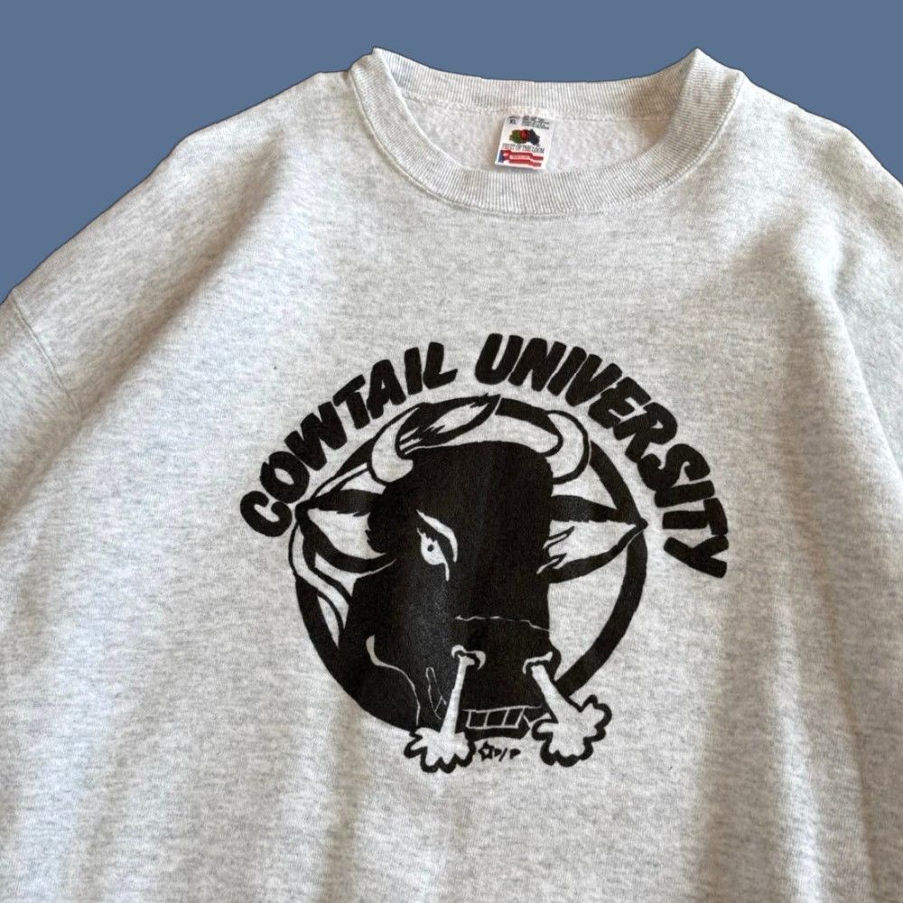 Fruit Of The Loom VINTAGE 90s Cowtail University Crewneck Sweatshirt Men XL Gray University Cowtail Crewneck Sweatshirt Gray XL Mens Pullover Sweatshirt Size US XL / EU 56 / 4 - 1 Thumbnail