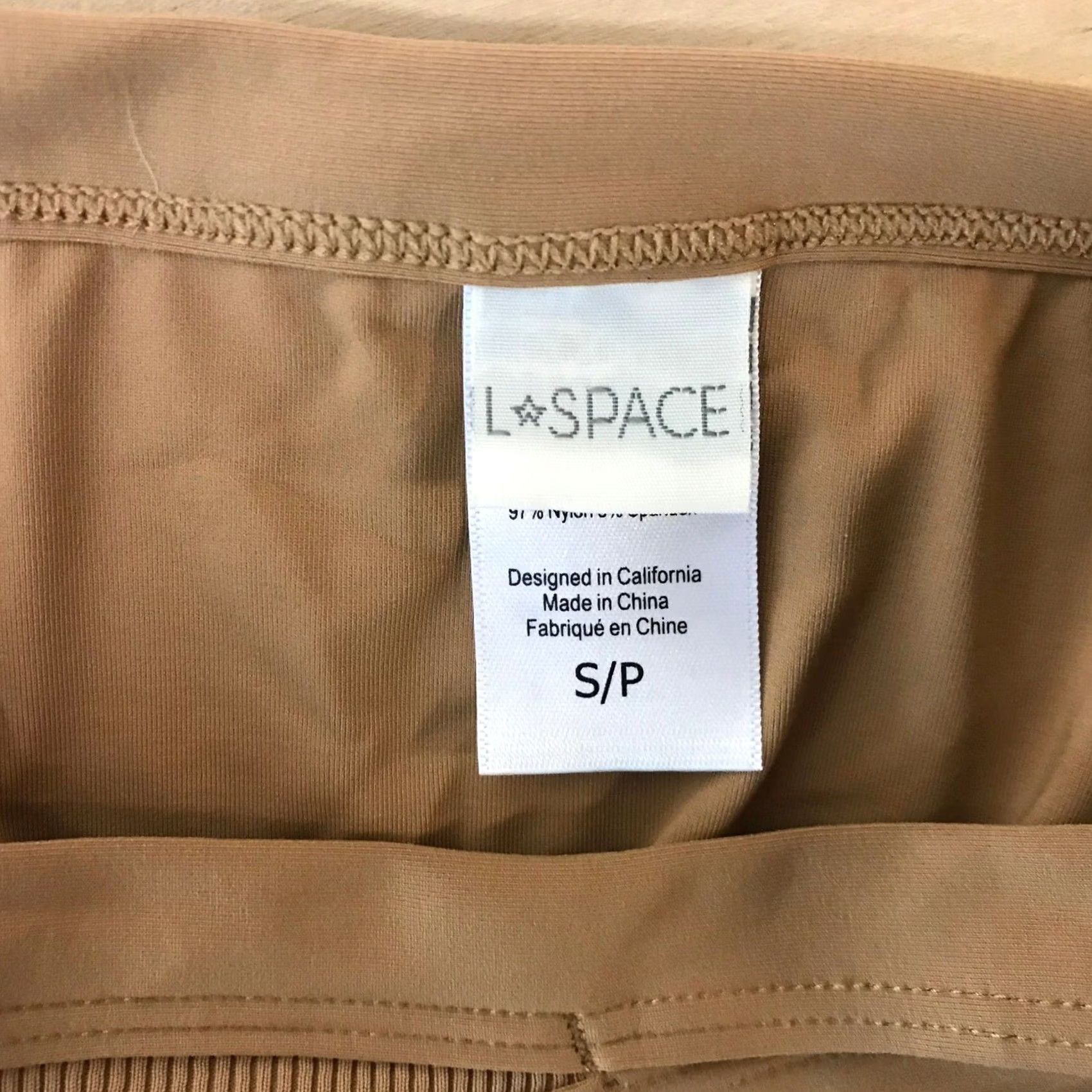 Vintage L*Space Bikini Bottom Ribbed High Cut Double Straps Tan Camel S Womens Small Beige Swimsuit Bottom risers Size 28" / US 6 / IT 42 - 6 Thumbnail