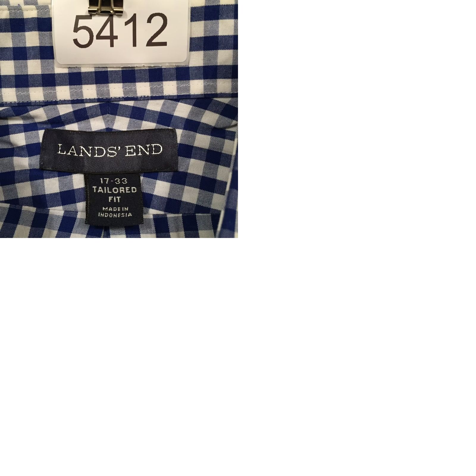 Lands' End Lands' End Shirt Mens 17 Blue Plaid Long Sleeve Button Up Size US XL / EU 56 / 4 - 9 Thumbnail