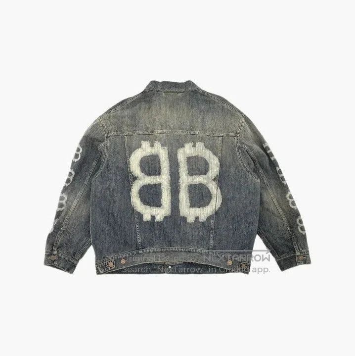 Balenciaga Balenciaga Indigo Denim Jacket with Logo Print. Size US S / EU 44-46 / 1 - 3 Thumbnail