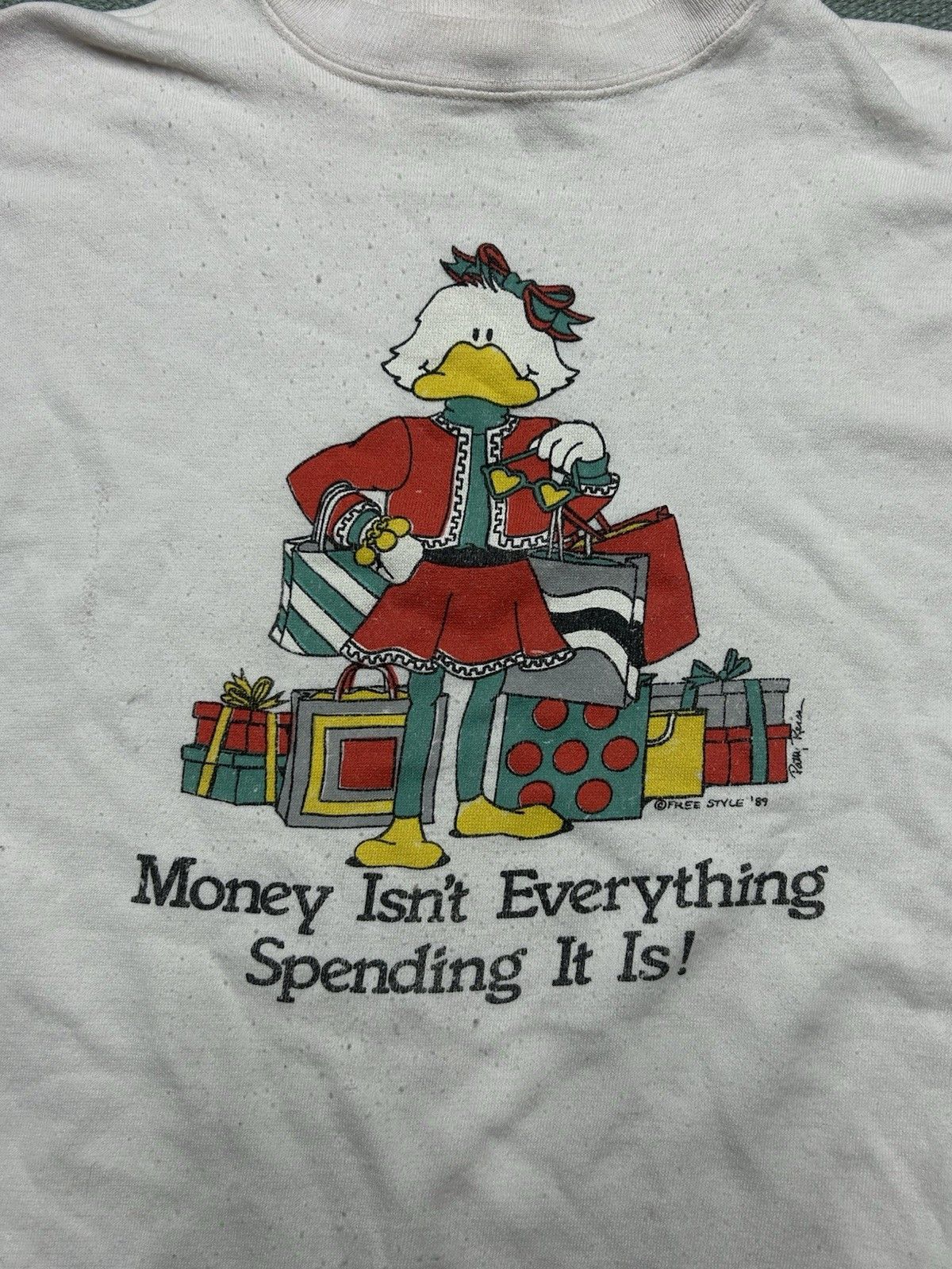 Vintage Vtg 80s sweatshirt money isn’t everything shopping animal XL Size US XL / EU 56 / 4 - 2 Thumbnail