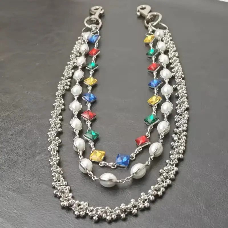 Jewelry Rhinestone Three Layers Pearl Pants Chain Waist Chain Size ONE SIZE - 3 Thumbnail