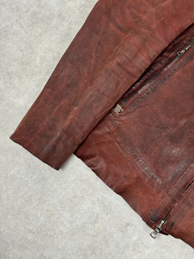 Isaac Sellam Experience Isaac Sellam Bordeaux Leather Back-Zip Avant-Garde Jacket Size US L / EU 52-54 / 3 - 9 Thumbnail