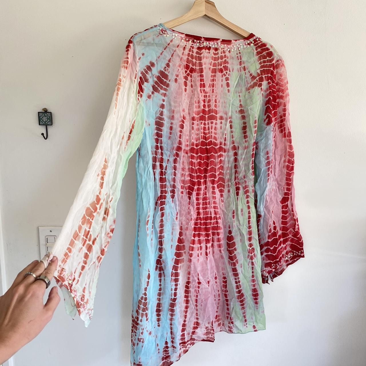Vintage PHOOL PINK BOHO SHEER COVERUP TIE DYE ASYMMETRIC DRESS Size L / US 10 / IT 46 - 6 Thumbnail