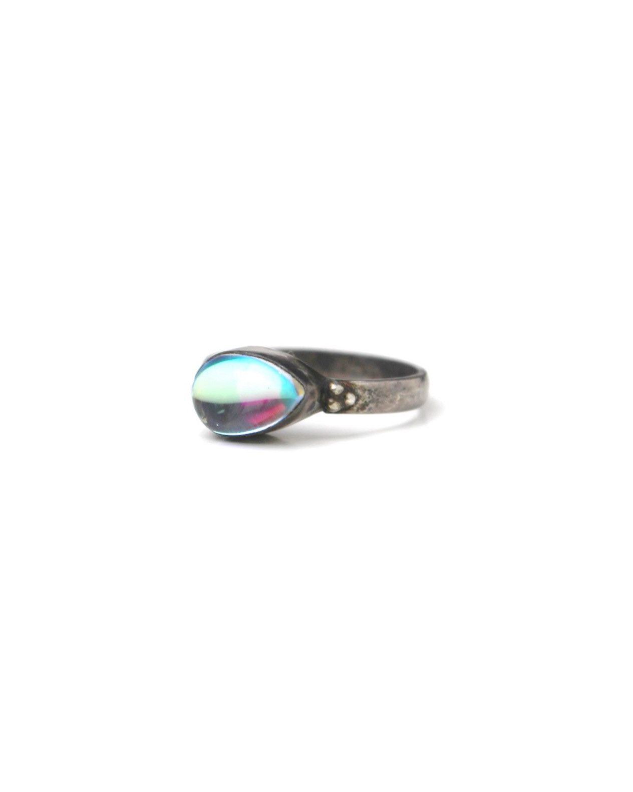 Vintage 1990S JAPANESE MADE OPAL TEARDROP SILVER RING Size ONE SIZE - 2 Thumbnail