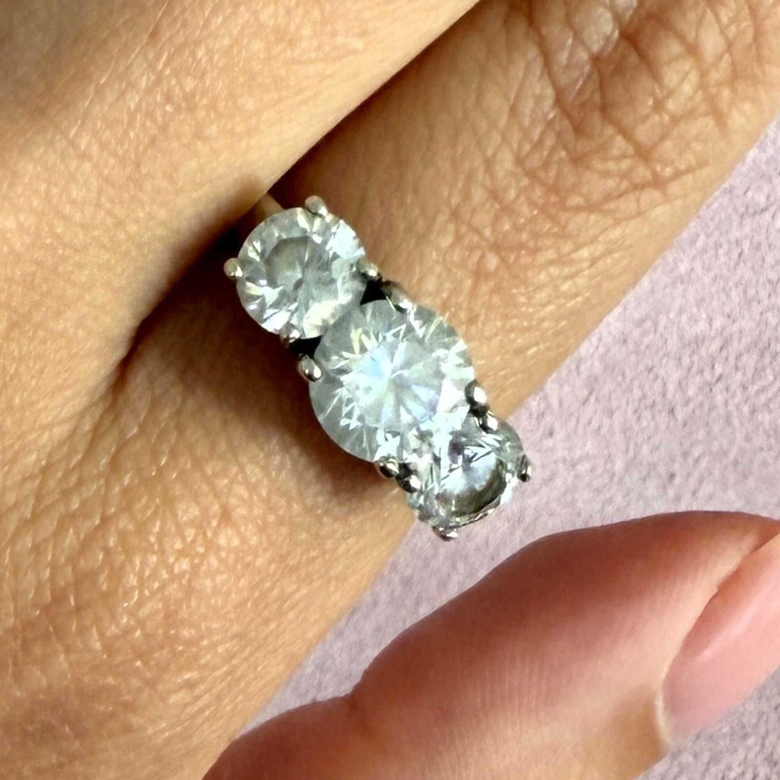 Sterling Silver sterling silver round-cut cz trio ring size 8 Size ONE SIZE - 1 Thumbnail