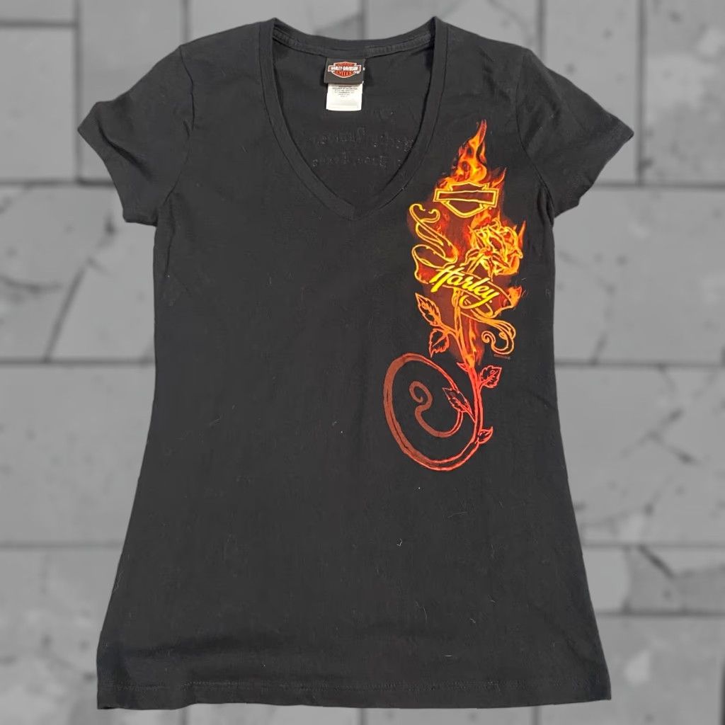Harley Davidson Harley-Davidson T-Shirt Women S Black Double-Sided V-Neck Short Sleeve USA Made El Paso Texas USA-made Shirts Women Mens? Size S / US 4 / IT 40 - 1 Thumbnail
