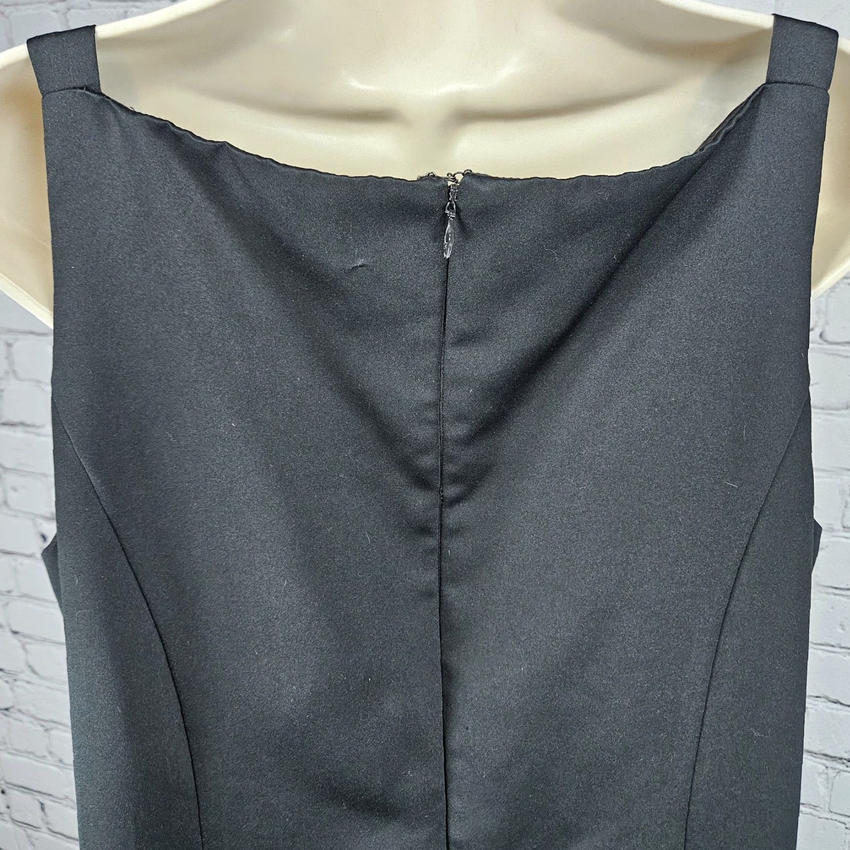 Vintage VTG Betsy & Adam Black Satin Strappy Lined Classic Sheath Maxi Dress USA 16W Size XXL / US 16-18 / IT 52-54 - 7 Thumbnail