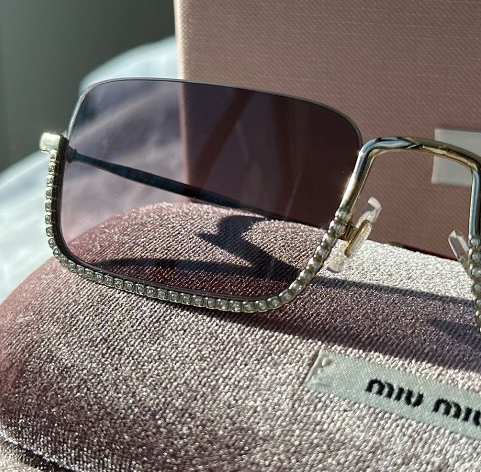 Miu Miu Miu Miu 55mm Rectangular Sunglasses Purple Gradient Lenses Size ONE SIZE - 3 Thumbnail