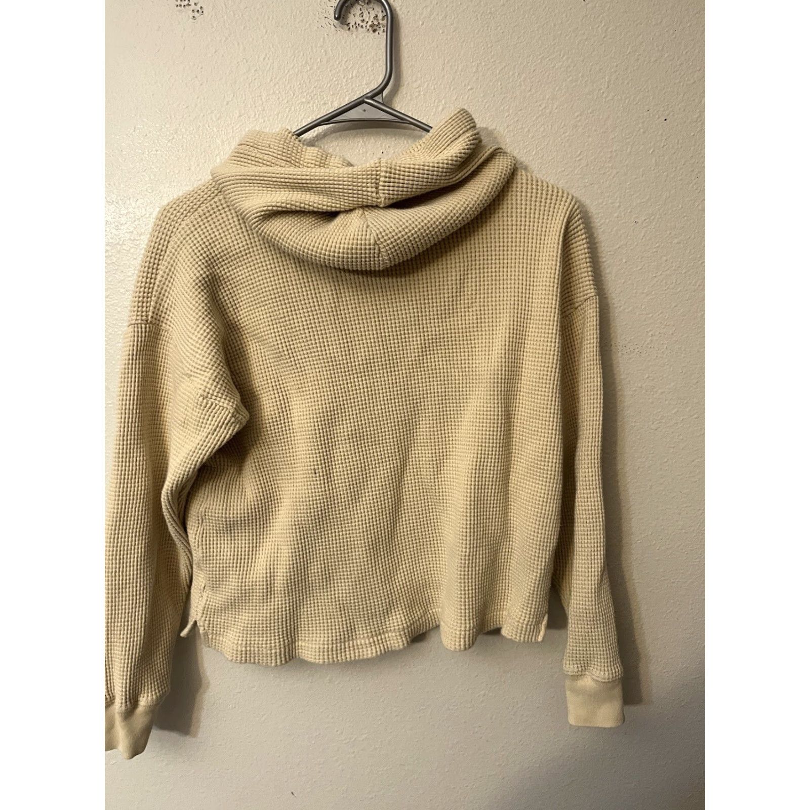 J.Crew J. Crew Women's Pullover Hoodie Sweater Long Sleeve Beige Waffle Medium Womens Size M / US 6-8 / IT 42-44 - 3 Thumbnail