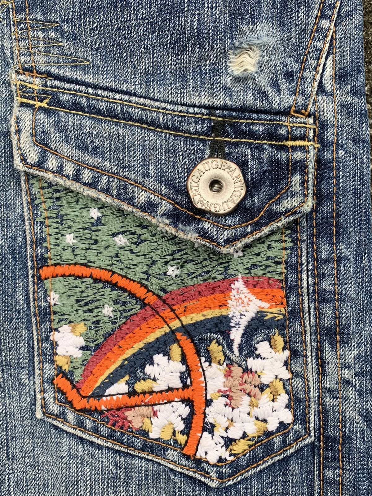If Six Was Nine × Japanese Brand Distressed Antgauge Platinum Embroidered Pocket Denim Pants Size US 30 / EU 46 - 12 Thumbnail