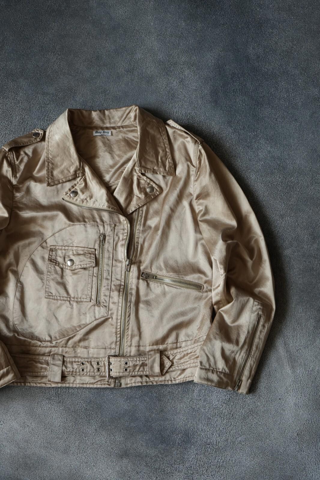 Miu Miu 2000`s Miu Miu Light Biker Jacket Beige Vintage Women Size M Size M / US 6-8 / IT 42-44 - 3 Thumbnail