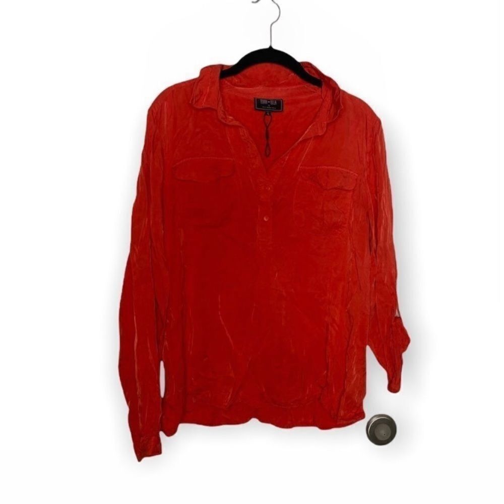 Other Edith Ella XL Orange Button Down Shirt Women’s Long Sleeve Size XL / US 12-14 / IT 48-50 - 2 Thumbnail