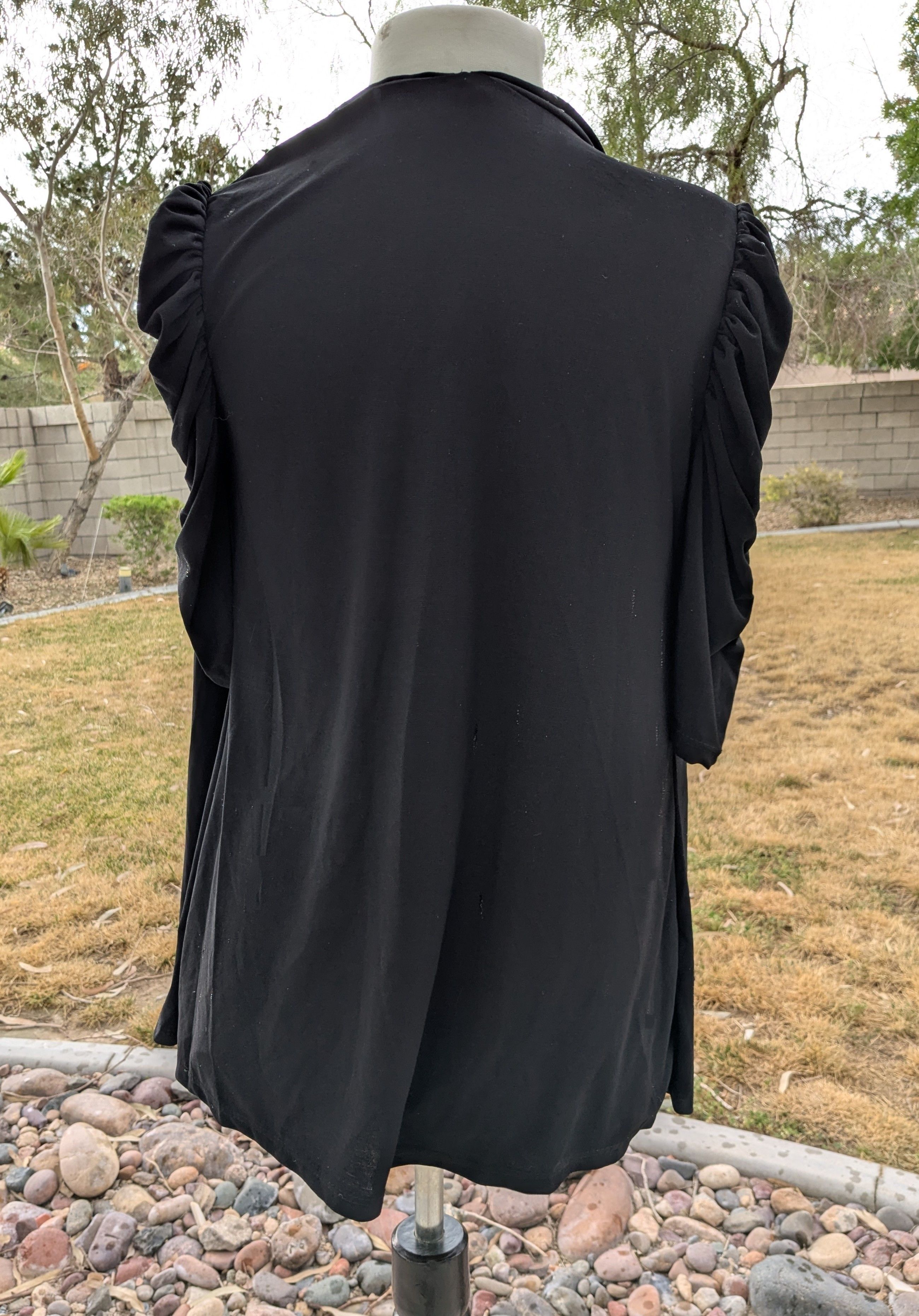 Designer Jason Maxwell Petite Open Cardigan Ruffle Shoulder Robe Size M / US 6-8 / IT 42-44 - 4 Thumbnail