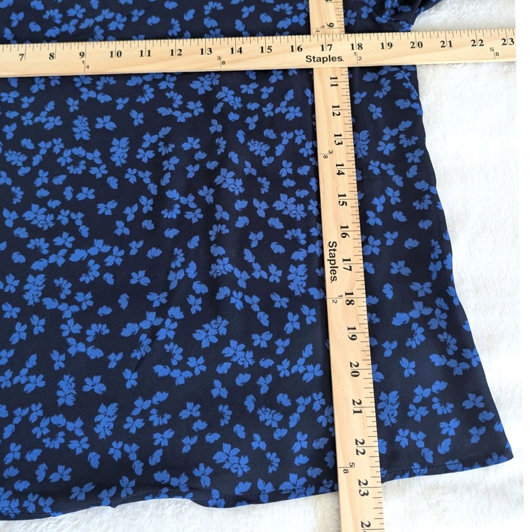 Vintage Lush Blouse Navy Blue Floral Print Tie Back Puff Sleeve Short Sleeve Womens M Size M / US 6-8 / IT 42-44 - 4 Thumbnail