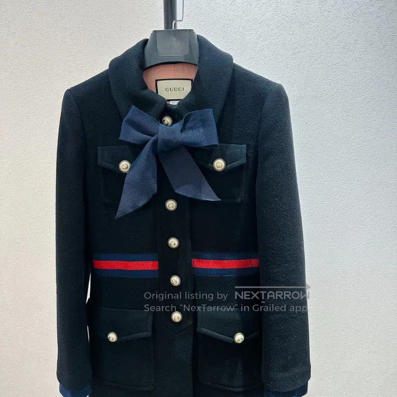 Gucci Gucci Black tweed streamer coat Size S / US 4 / IT 40 - 3 Thumbnail