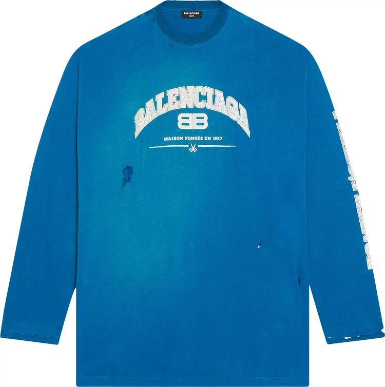 o1mt1gz0524 Maison Oversized Long Sleeve T-Shirt in Blue