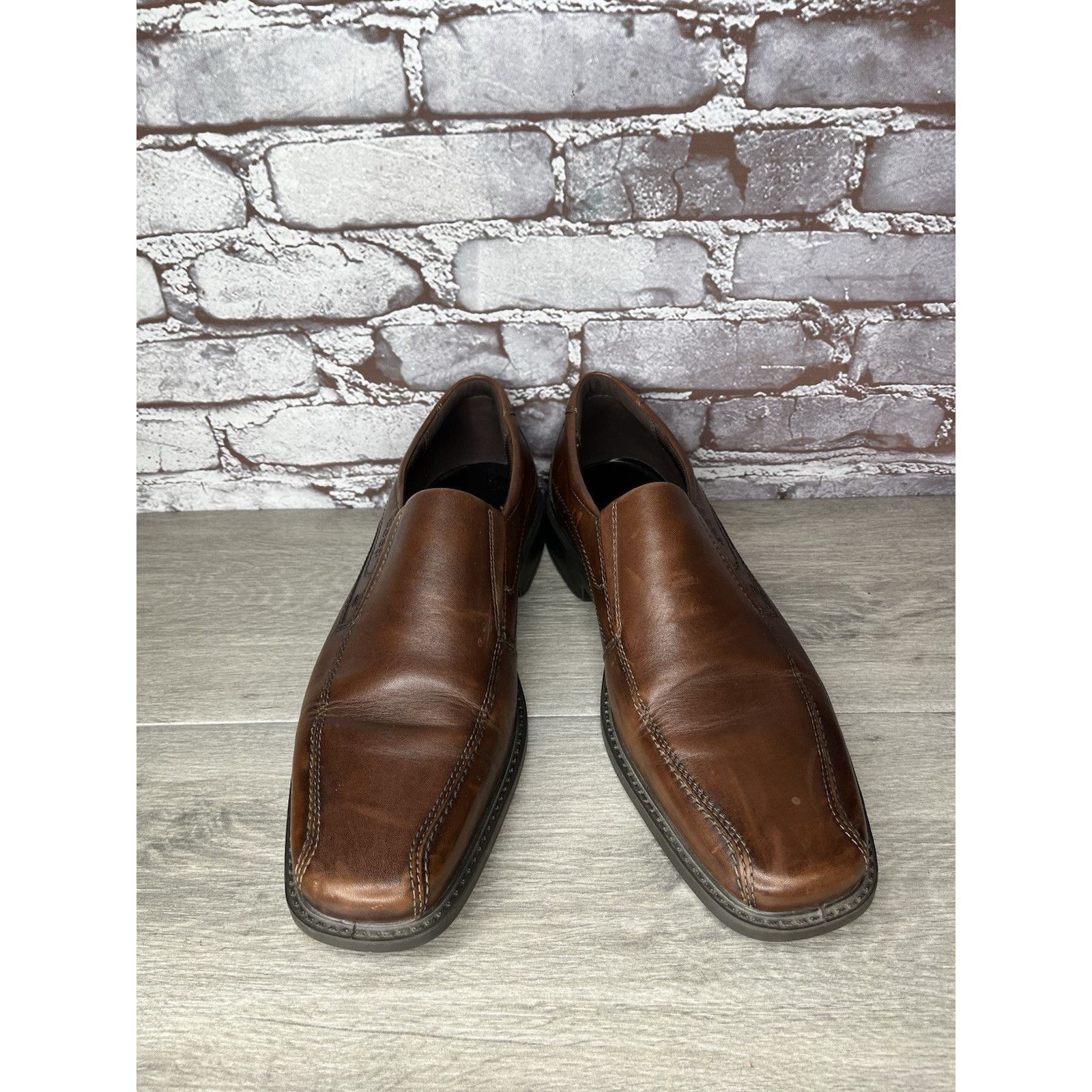 Ecco ECCO Brown Leather Slip On Casual Loafers Comfort Shoes Men Size US 14 / EU 47 - 7 Thumbnail