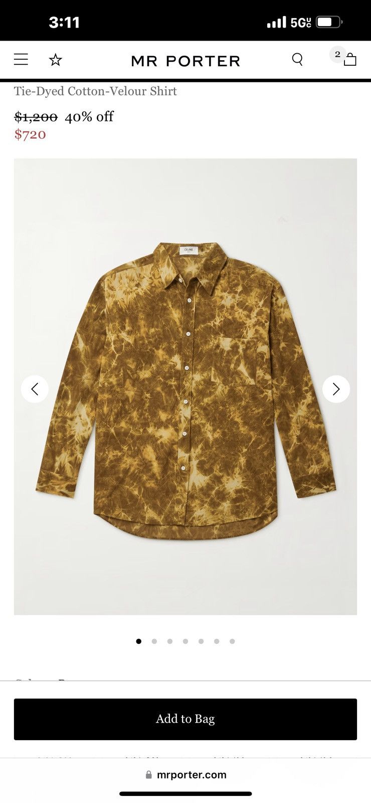 Celine × Hedi Slimane Rare TIE DYED VELOUR shirt $1300 xl NEW Size US M / EU 48-50 / 2 - 9 Thumbnail