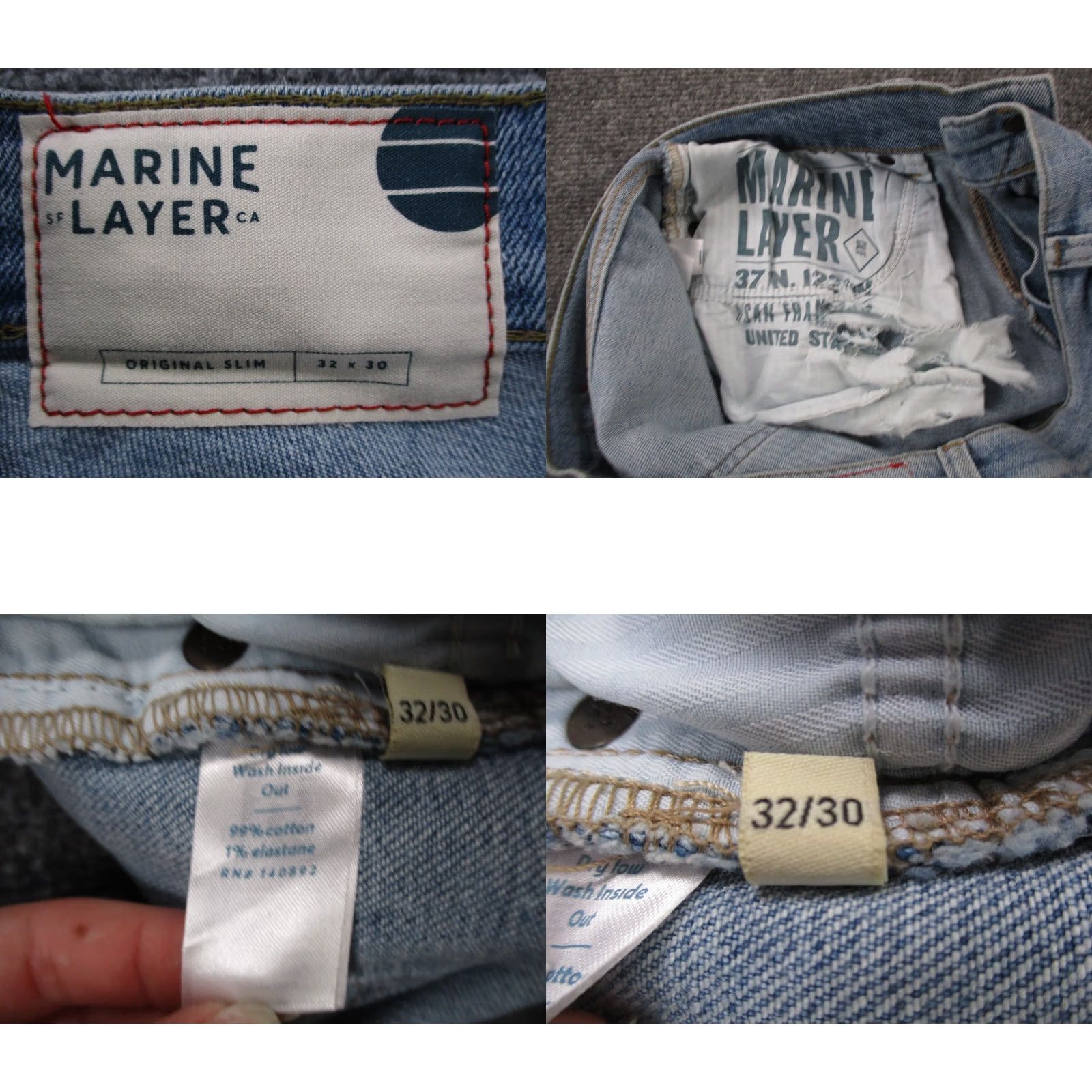Marine Layer Marine Layer Jeans Mens 32 X 30 Blue Denim Slim Stretch Casual Regular Straight Jeans Mens Size US 30 / EU 46 - 8 Thumbnail