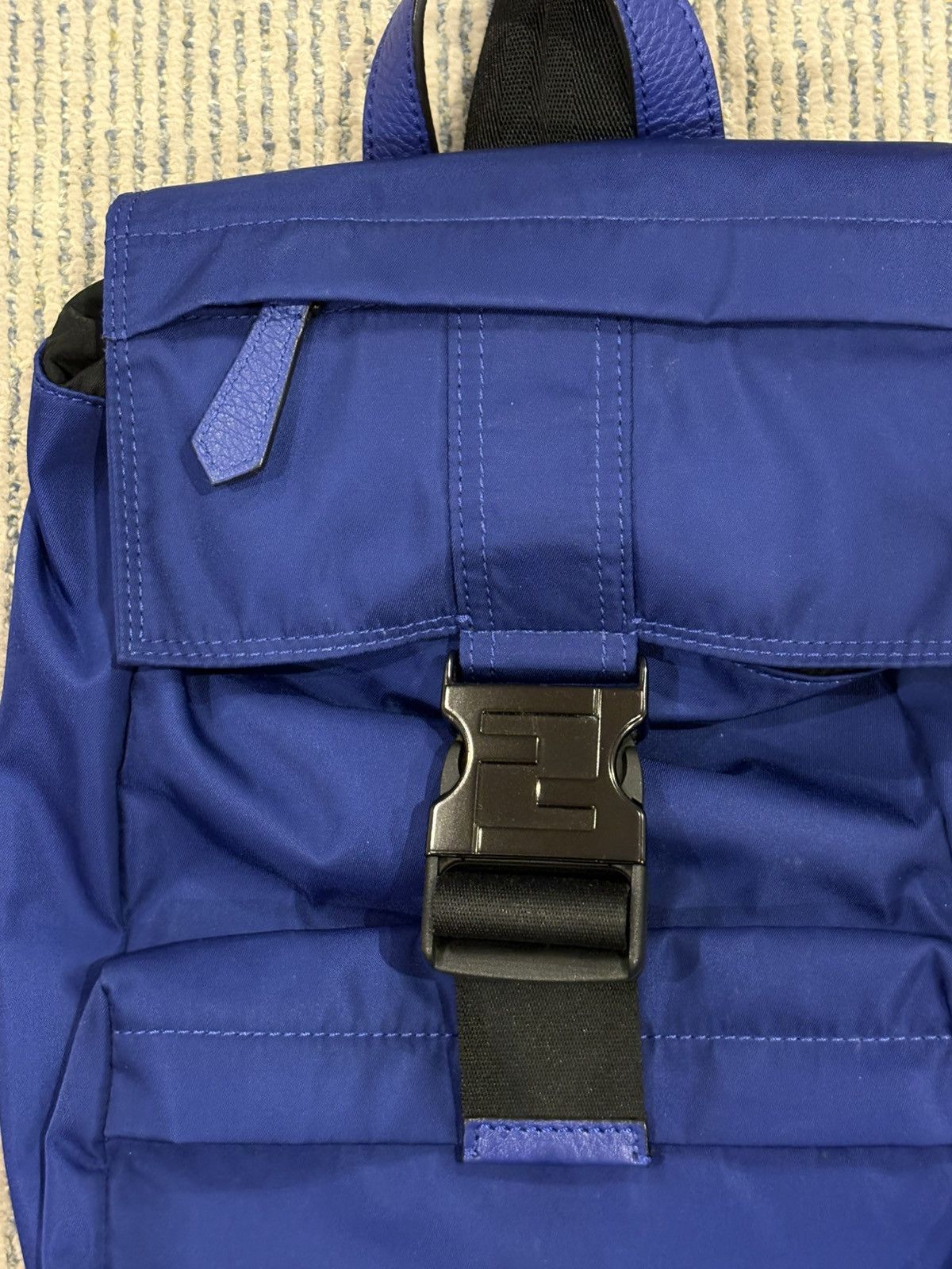 Fendi Blue Nylon Baguette Sling Backpack Size ONE SIZE - 4 Thumbnail
