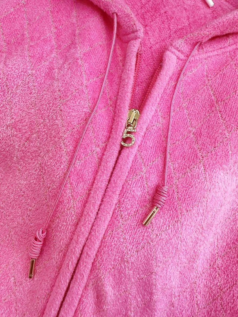 Chanel Chanel Peach pink and gold diamond checkered hooded velvet Size XXS / US 00 / IT 34 - 5 Thumbnail