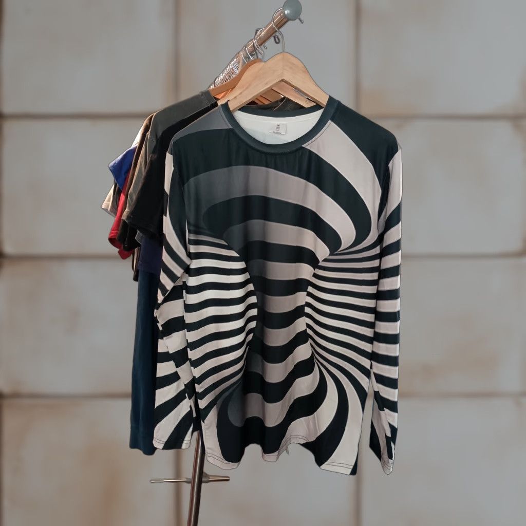 Vintage Optical Illusion Escher Like Long Sleeved Shirt M Black Unbranded Unisex Adults Art T-Shirt Mens/ Womens Size US M / EU 48-50 / 2 - 1 Thumbnail