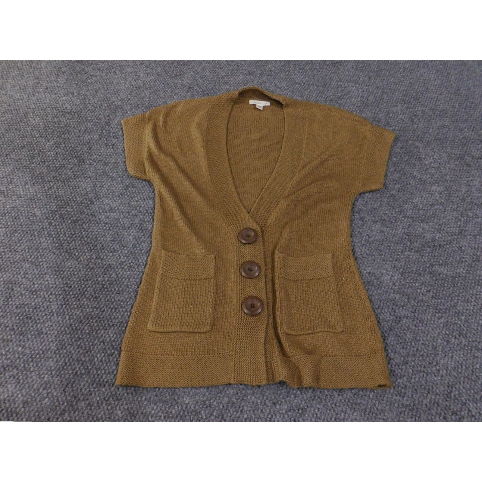 Coldwater Creek Coldwater Creek Sweater Cardigan Womens XS Brown Short Sleeve 3 Button Pockets Knit Lightweight Casual 86% Acrylic 14% Nylon Size XS / US 0-2 / IT 36-38 - 2 Thumbnail
