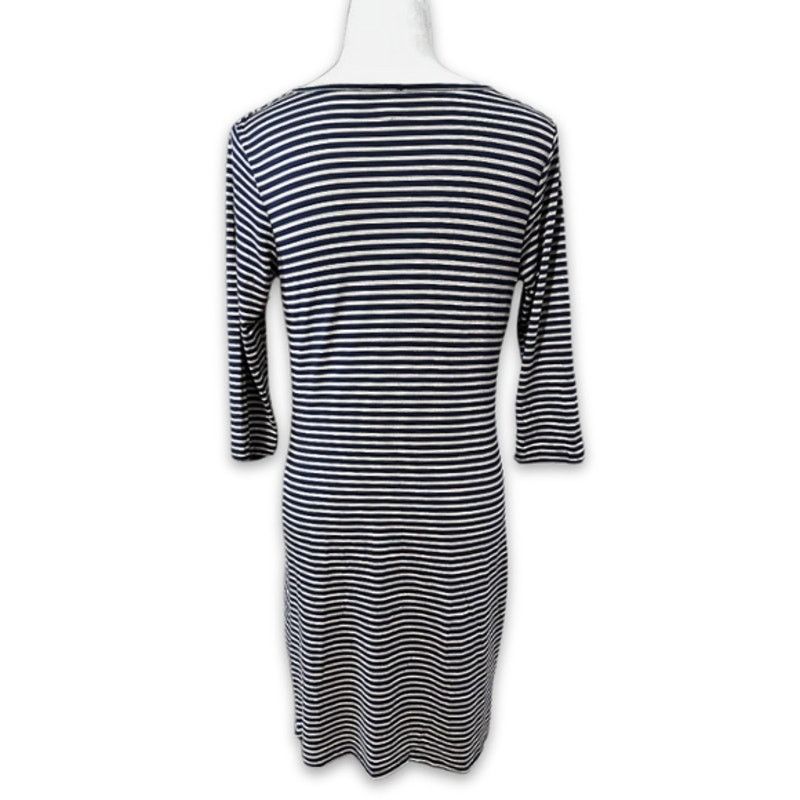 Other Gilli Sheath Dress Knit Fabric Drape Neck Stripe Blue/Gray L Size L / US 10 / IT 46 - 4 Thumbnail