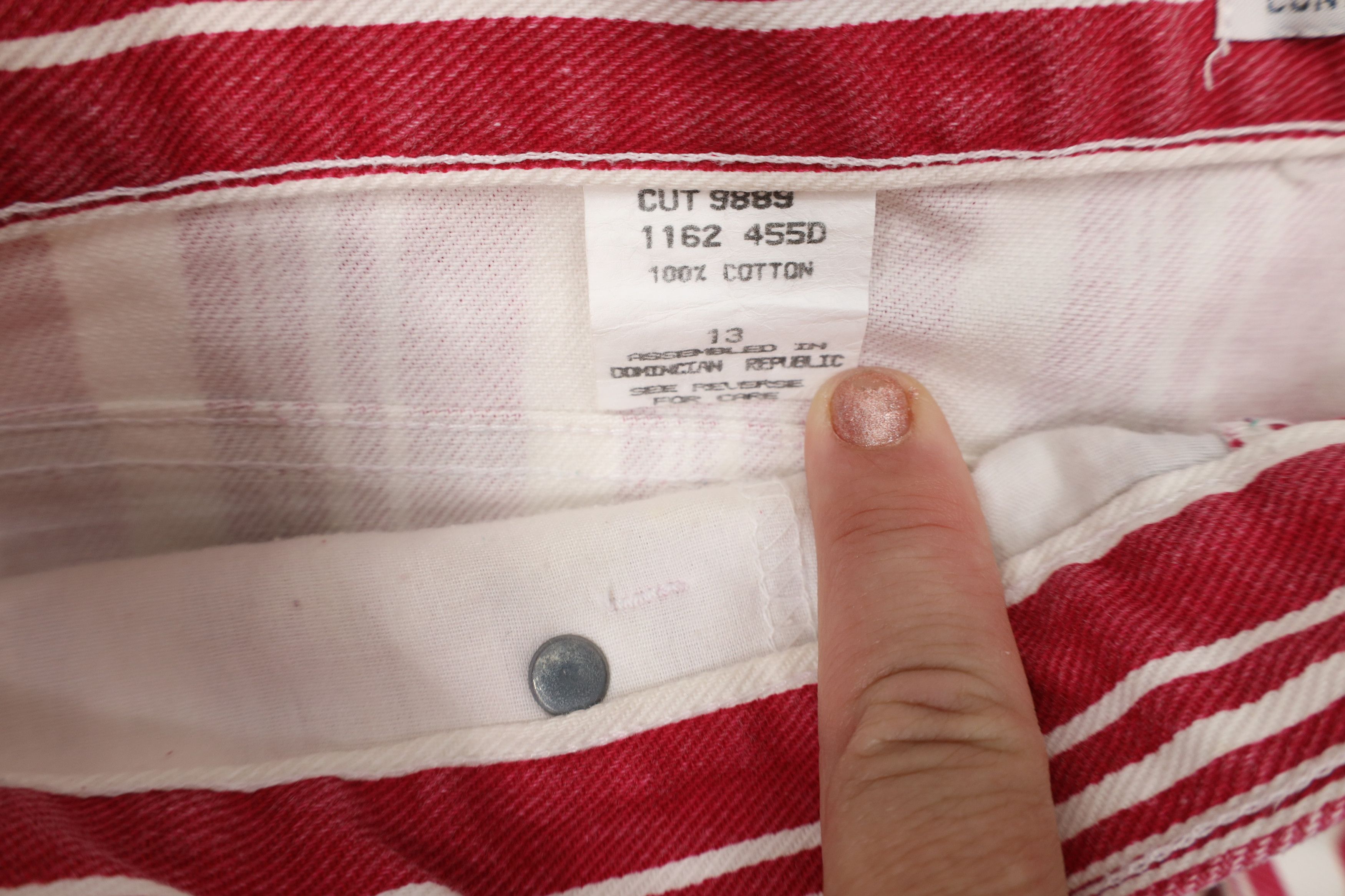 Vintage Vintage 90s Streetwear Candy Cane Striped Denim Jean Shorts Size 34" / US 12 / IT 48 - 7 Thumbnail