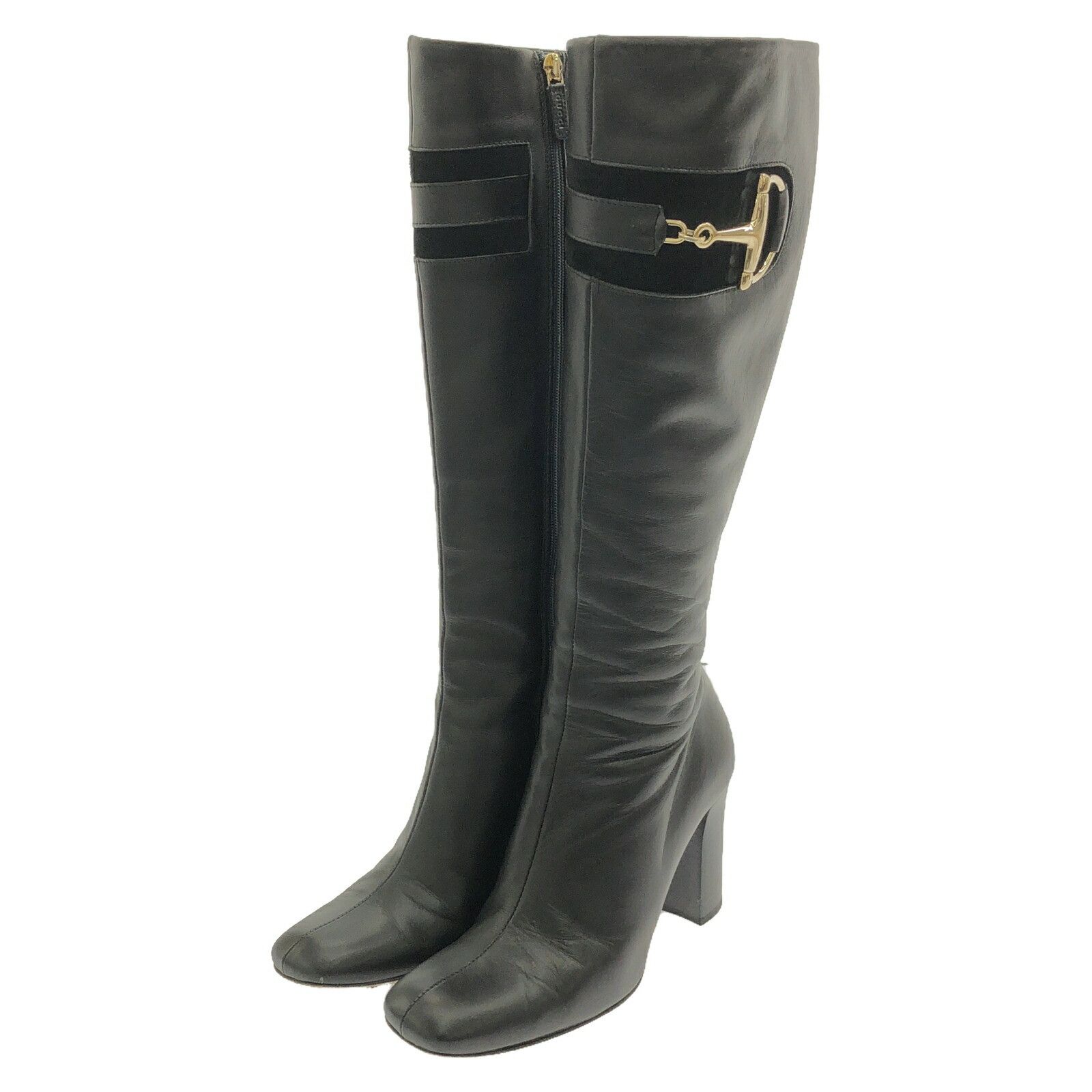 Gucci Gucci Long Boots Leather Boots Leather Shoes in Black, Women's