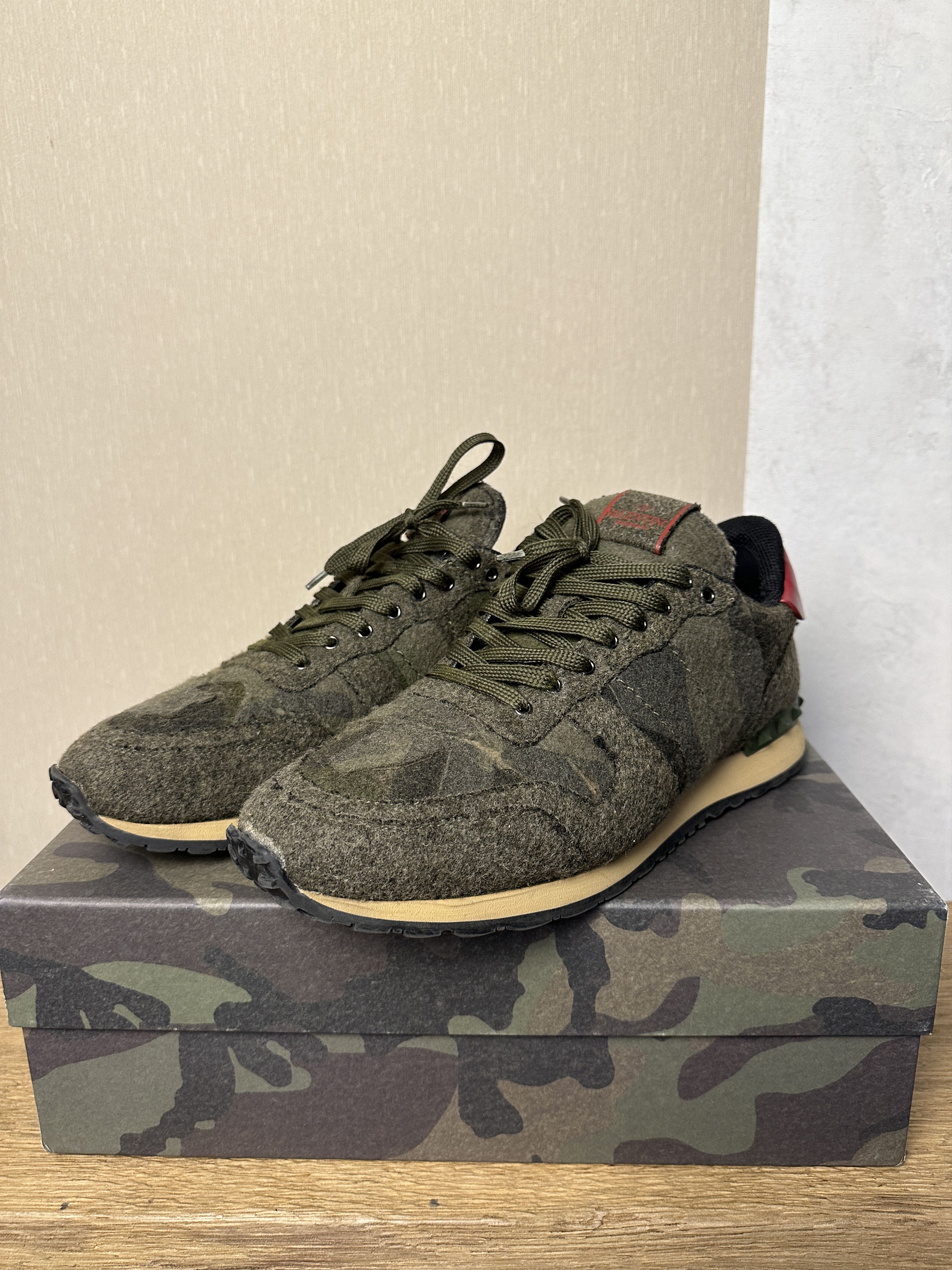 Valentino VALENTINO Rockrunner Felt Camo Trainer Sneaker Olive Size US 11 / EU 44 - 2 Thumbnail
