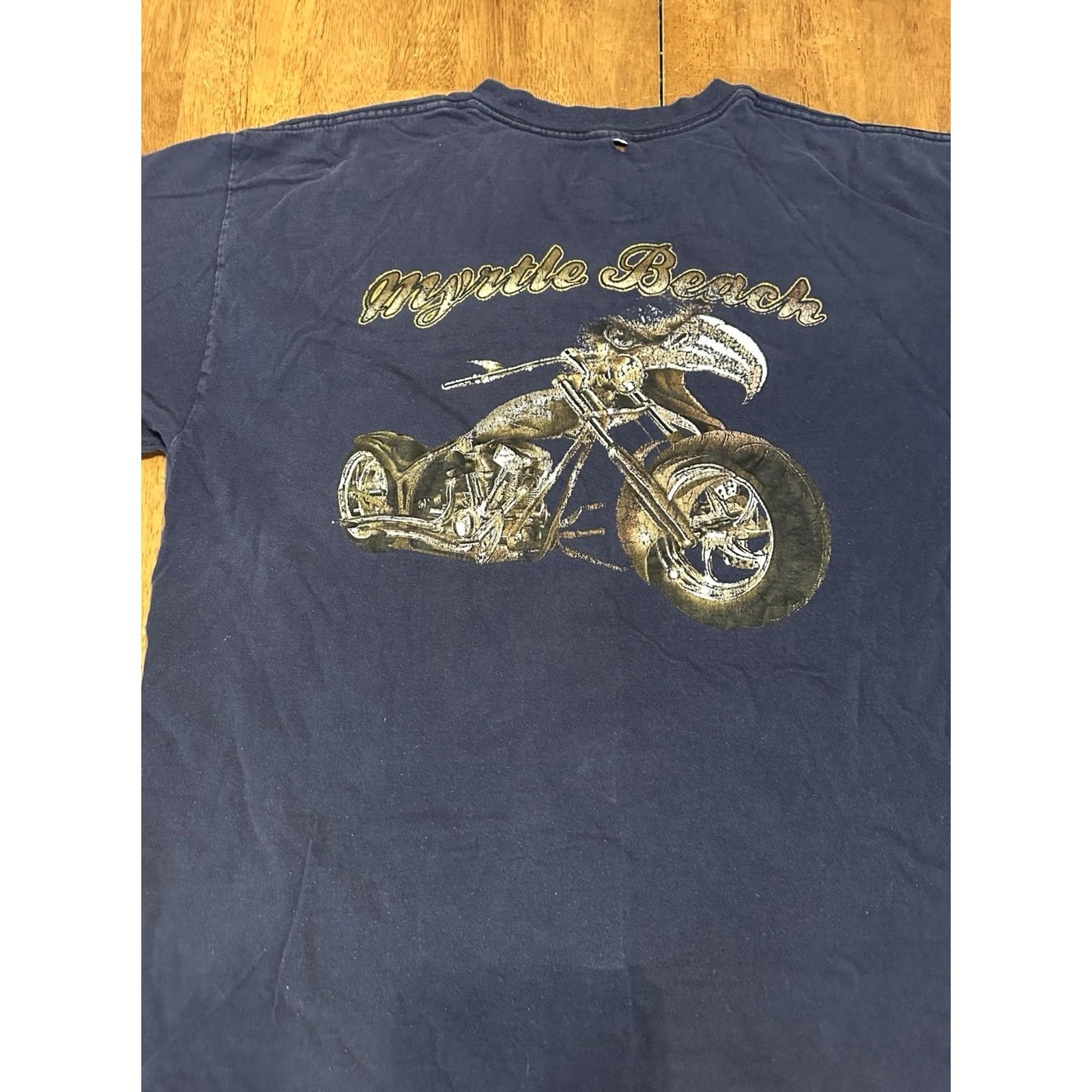Gildan VINTAGE Y2K Myrtle Beach Motorcycle T Shirt Large Navy Blue Mens Size US L / EU 52-54 / 3 - 2 Thumbnail