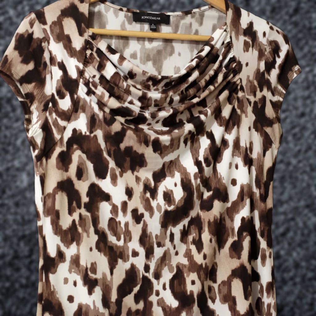 Vintage Jones Wear Blouse Cowl Neck Cream/Beige/Brown Women's S Shirt Size S / US 4 / IT 40 - 1 Thumbnail