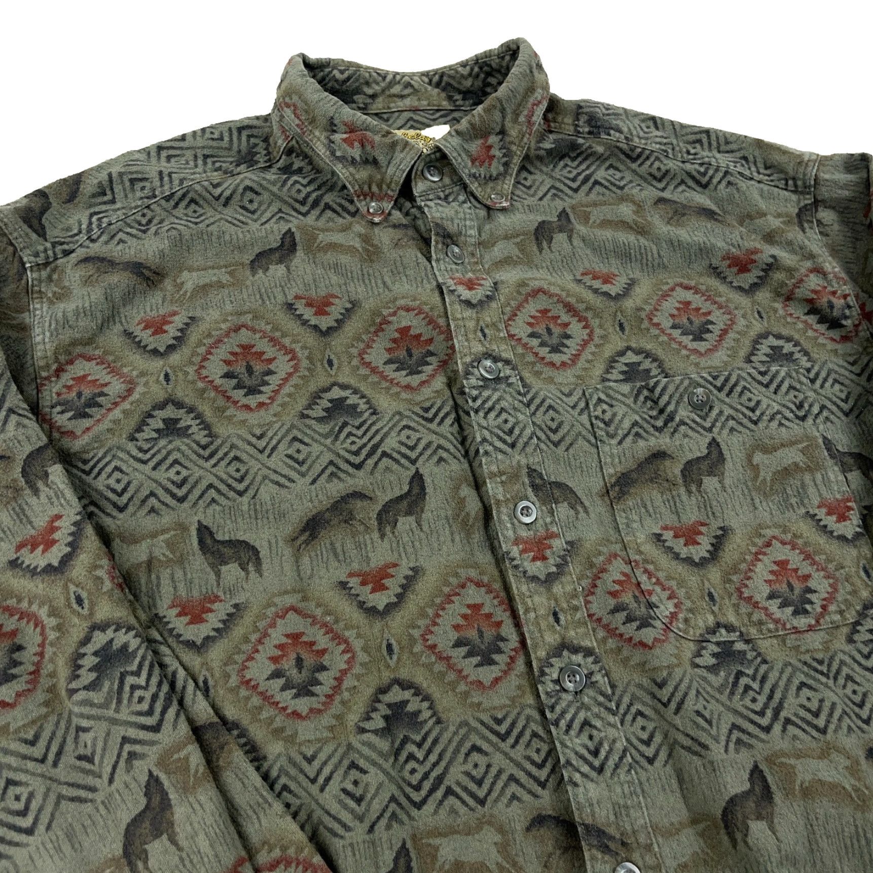 Vintage VINTAGE Cabela's Shirt Men XL Green Button Up Chamois Cloth Southwestern Wolf Size US XL / EU 56 / 4 - 4 Thumbnail