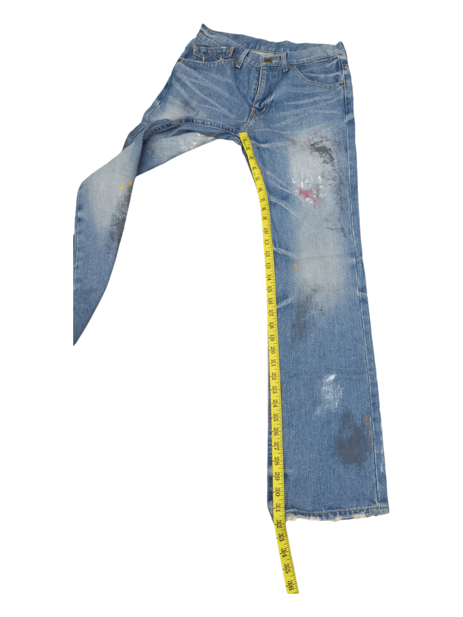 Japanese Brand Rattle Trap Paint Skin Mud Max Minimalist Flare Denim Size US 28 / EU 44 - 21 Thumbnail