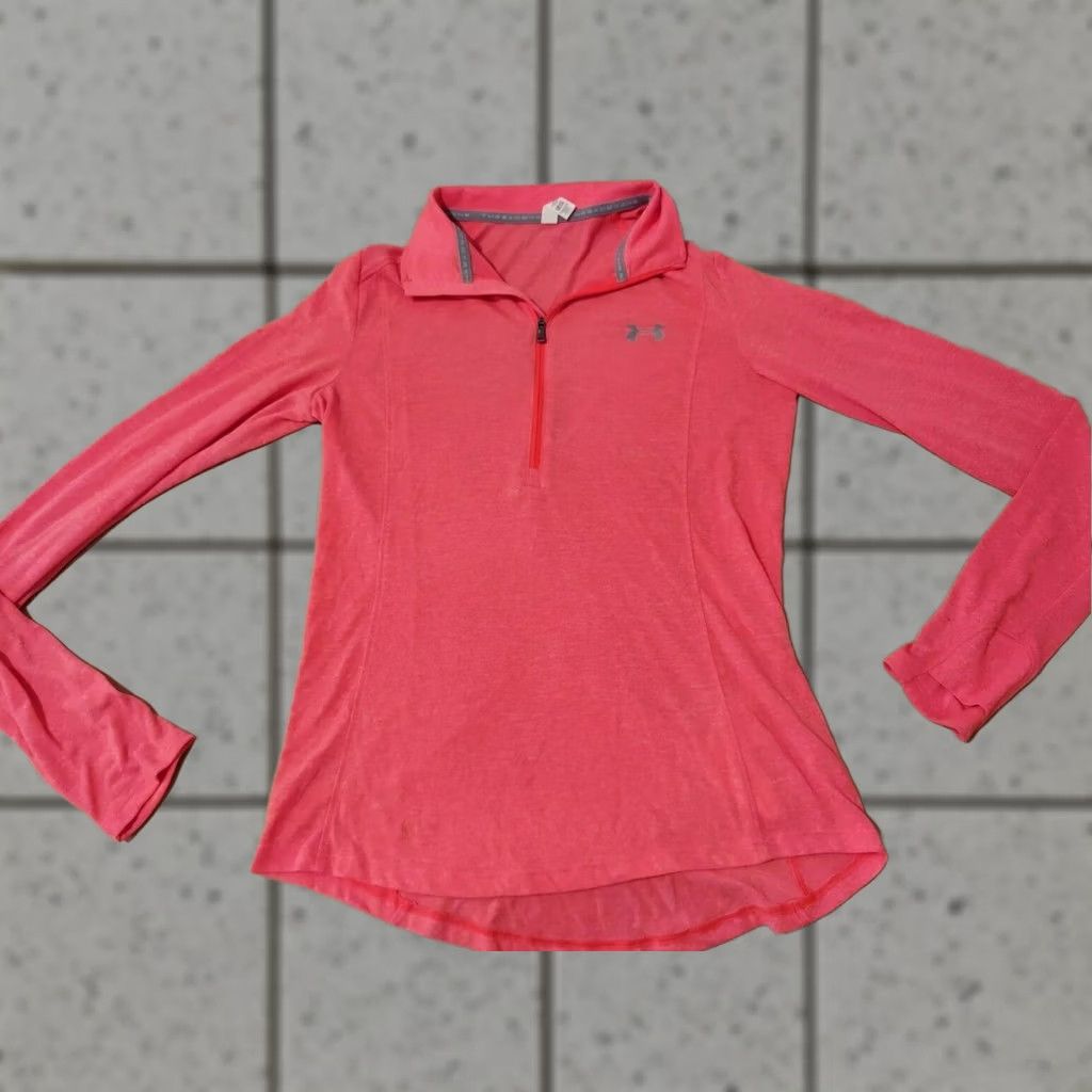 Under Armour Womens Under Armour Shirt S Small Orange Athletic Workout Long Sleeve Size S / US 4 / IT 40 - 1 Thumbnail