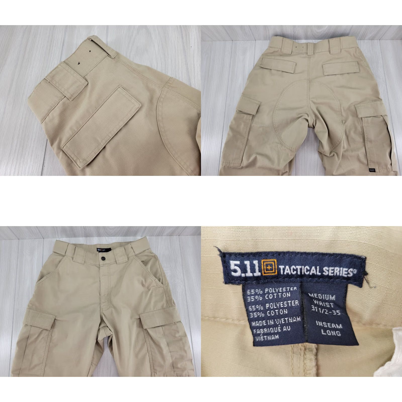 Vintage 5.11 Tactical Series Style 31.5-35 Inseam Regular Pants Tan Men Dress Pants Flat Front Beige 511 Vintage: No Mens Size US 31 - 8 Thumbnail