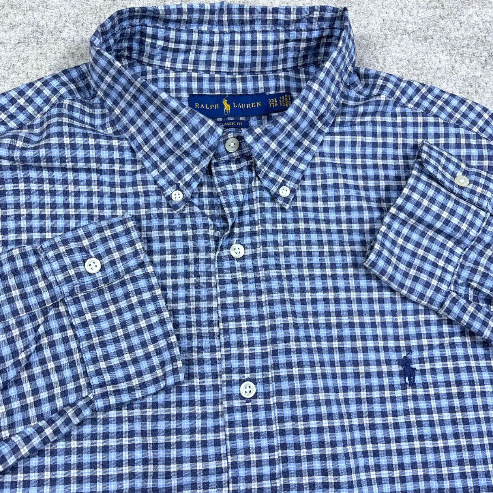 Ralph Lauren Ralph Lauren Shirt Men XXL 2XL Blue Plaid Button-Up Classic Fit Cotton Dress Size 48R - 3 Thumbnail