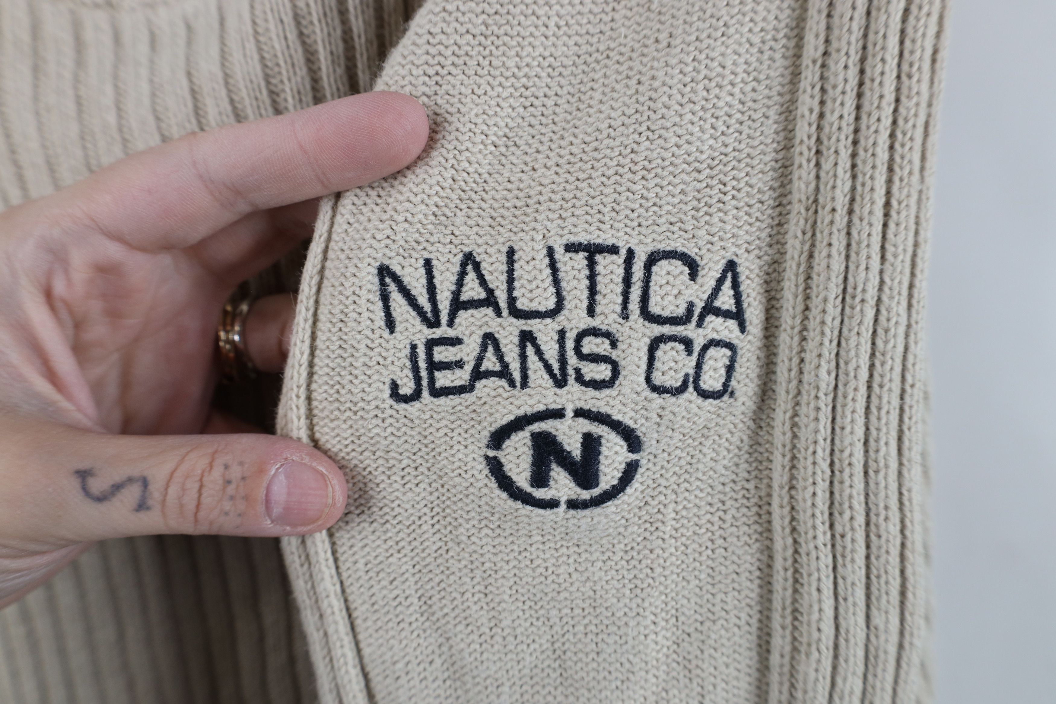 Nautica Vintage 90s Nautica Ribbed Knit Crewneck Sweater Beige Size US XL / EU 56 / 4 - 4 Thumbnail
