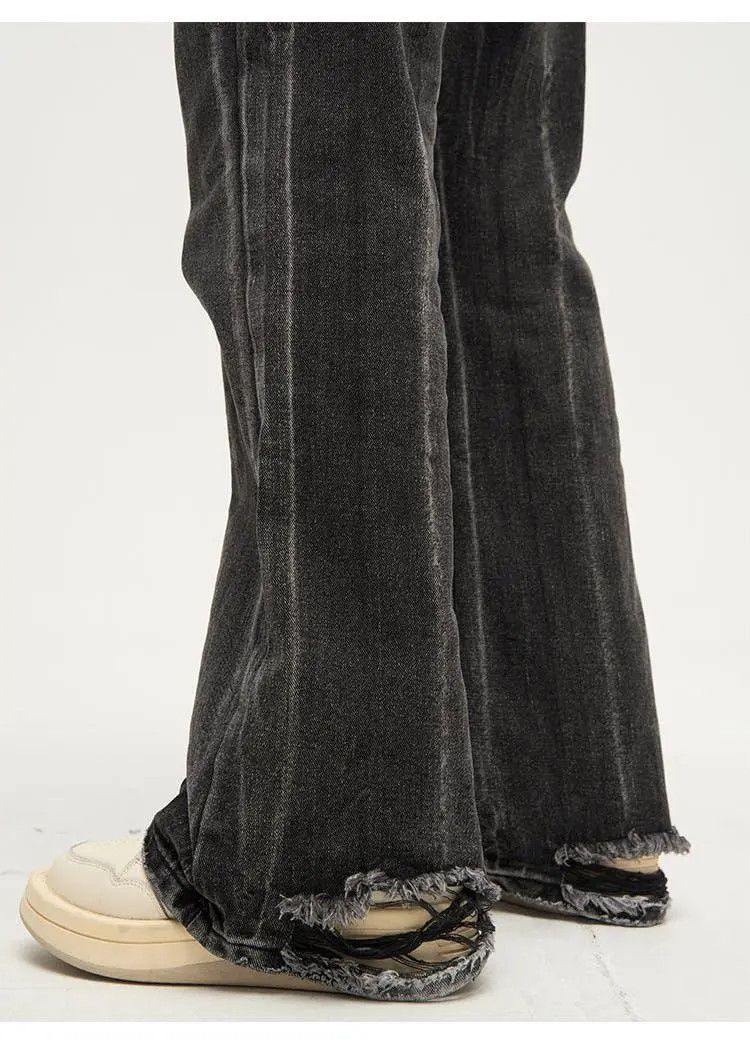 Japanese Brand × Jean Faded Black Ripped Flare jeans Size US 34 / EU 50 - 5 Thumbnail