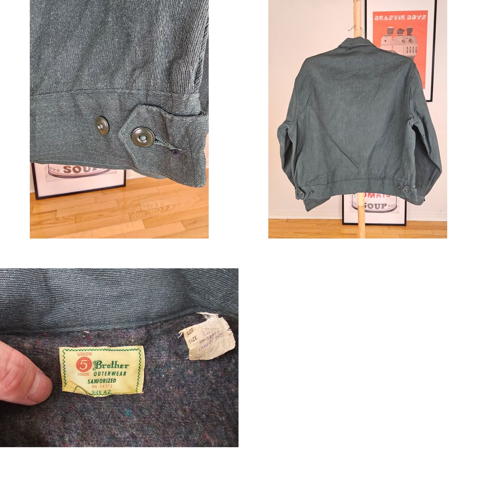 Vintage VINTAGE 5 BROTHER UNION MADE SANFORIZED GREEN WORK MECHANIC JACKET SZ 42 SHIRTS? Size US XS / EU 42 / 0 - 8 Thumbnail