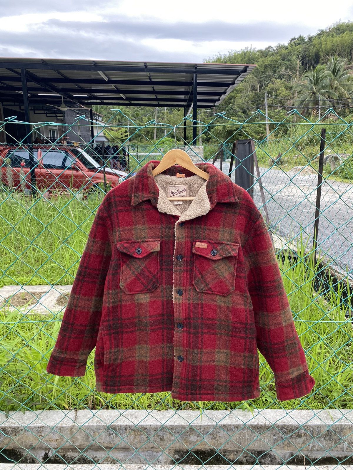 AW Woolrich outdoorwear plaid sherpa wool flannel jacket